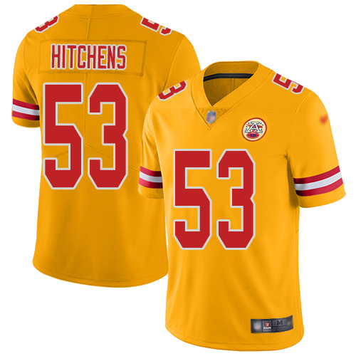 Men Kansas City Chiefs 53 Hitchens Anthony Limited Gold Inverted Legend Nike NFL Jersey